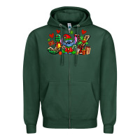 Sports Green joy with christmas elf stitch Zipper Hoodie - AdoDesignShop