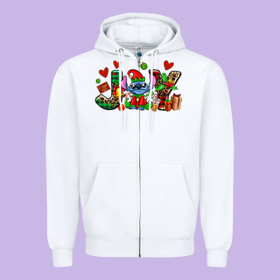 Joy With Christmas Elf Stitch Zipper Hoodie Designed By Adodesignshop