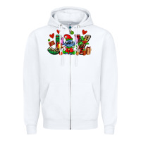 White joy with christmas elf stitch Zipper Hoodie - AdoDesignShop