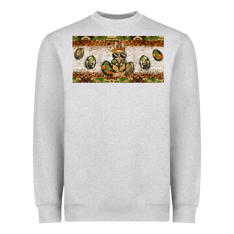 Easter Camouflage Egg Hunter Bunny License Plate Template Heavyweight Sweatshirt by BarkalooDesign | Teevron