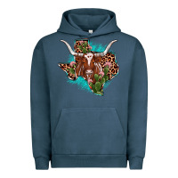 Pigment Midnight Navy texas longhorn texas map Urban Hoodie - JahusDesignShop