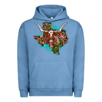 Pigment Pebble Blue texas longhorn texas map Urban Hoodie - JahusDesignShop