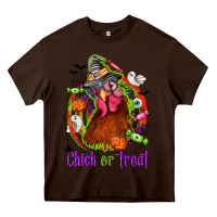 Chocolate Brown Chick or treat Halloween Heavy Core Tee - NancyCooperArtShop