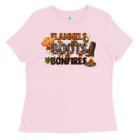 Bubblegum Pink flannels boots and bonfires Ladies Tee - CowGirlArtShop
