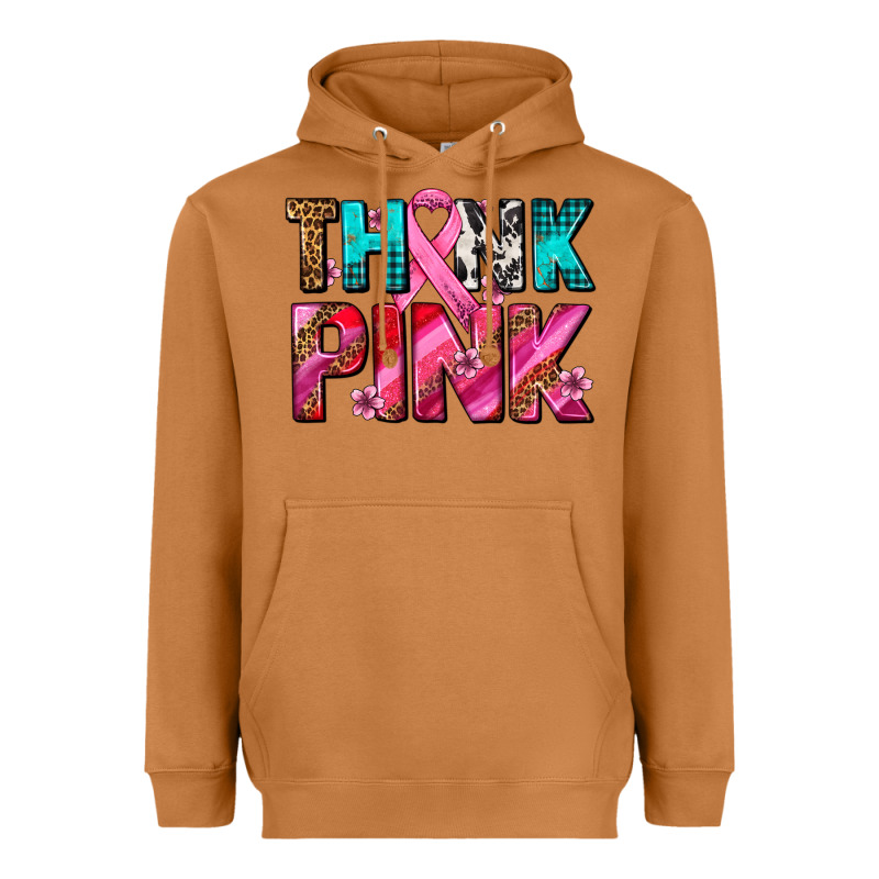 Think Pink Cancer Ribbon Heavyweight Hoodie by AdoDesignShop | Teevron