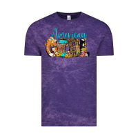Cloud Purple American Girl, western Cowhide Vintage Tee - CowCowDesign