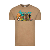 Vintage Coffee American Girl, western Cowhide Vintage Tee - CowCowDesign