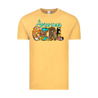 Vintage Mustard American Girl, western Cowhide Vintage Tee - CowCowDesign