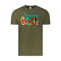 Vintage Olive American Girl, western Cowhide Vintage Tee - CowCowDesign