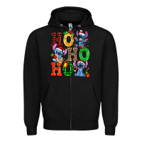Black ho ho ho stitch Zipper Hoodie - AdoDesignShop