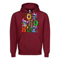 Burgundy ho ho ho stitch Zipper Hoodie - AdoDesignShop