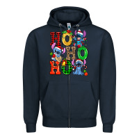 Navy ho ho ho stitch Zipper Hoodie - AdoDesignShop