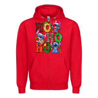 Red ho ho ho stitch Zipper Hoodie - AdoDesignShop