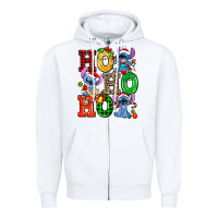 White ho ho ho stitch Zipper Hoodie - AdoDesignShop