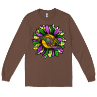 Chestnut Mardi Gras Sunflower With Crawfish Long Sleeve Tee - BundleAndBundleShop