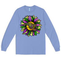 Colony Blue Mardi Gras Sunflower With Crawfish Long Sleeve Tee - BundleAndBundleShop