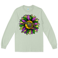 Matcha Mardi Gras Sunflower With Crawfish Long Sleeve Tee - BundleAndBundleShop