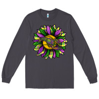Smoke Mardi Gras Sunflower With Crawfish Long Sleeve Tee - BundleAndBundleShop