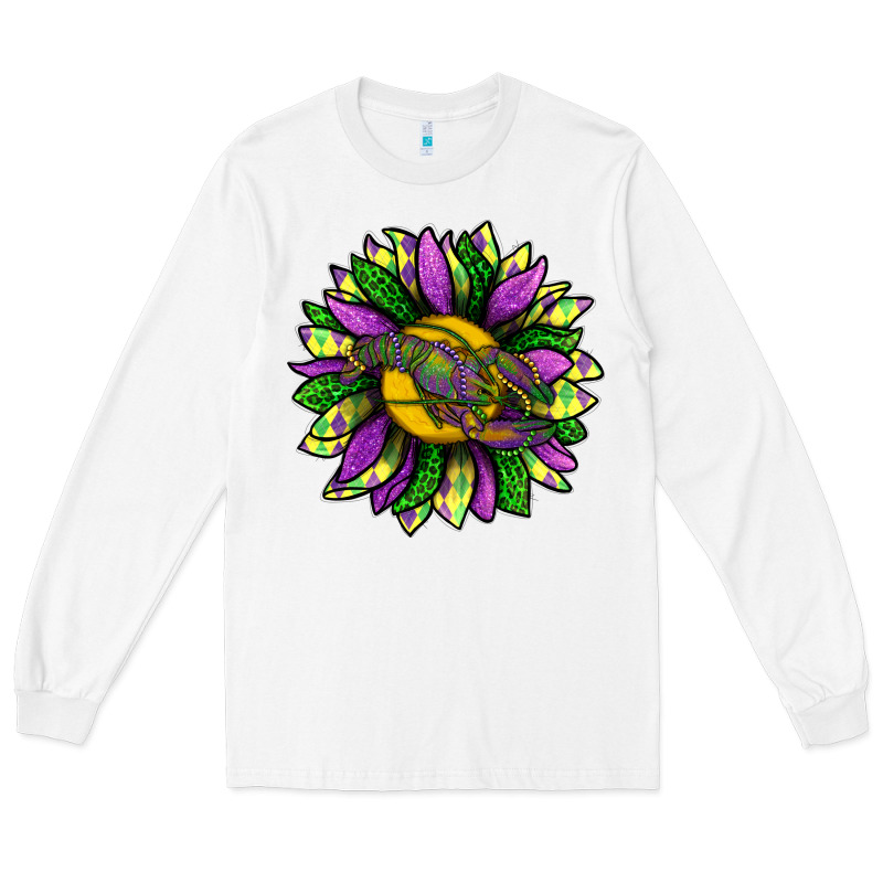 Mardi Gras Sunflower With Crawfish Long Sleeve Tee by BundleAndBundleShop | Teevron
