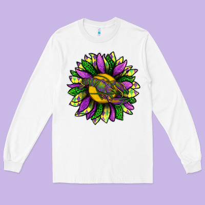 Mardi Gras Sunflower With Crawfish Long Sleeve Tee Designed By Bundleandbundleshop