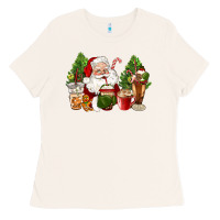 Bone santa coffee cups christmas Ladies Tee - CowGirlArtShop