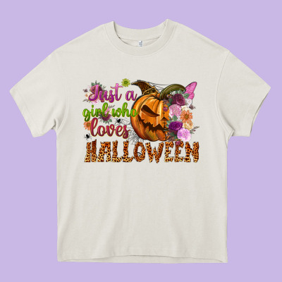 Just A Girl Who Loves Halloween Heavy Core Tee Designed By Nancycooperartshop