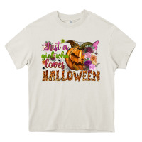 Cream Just a girl who loves Halloween Heavy Core Tee - NancyCooperArtShop