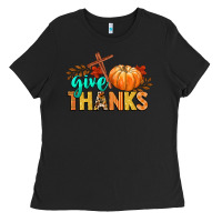 Black give thanks Ladies Tee - CowGirlArtShop