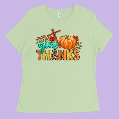 Give Thanks Ladies Tee Designed By Cowgirlartshop