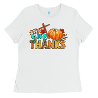 White give thanks Ladies Tee - CowGirlArtShop