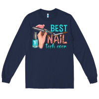 Navy best nail tech ever bbs Long Sleeve Tee - BundleAndBundleShop