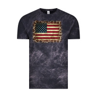 Cloud Black America Flag and Leopard Vintage Tee - CowCowDesign