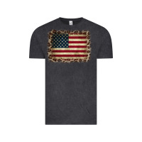 Vintage Black America Flag and Leopard Vintage Tee - CowCowDesign