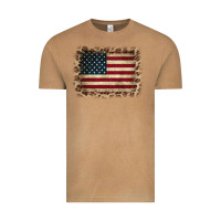 Vintage Camel America Flag and Leopard Vintage Tee - CowCowDesign