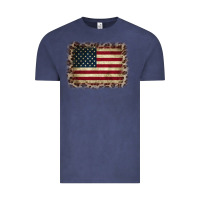 Vintage Denim America Flag and Leopard Vintage Tee - CowCowDesign