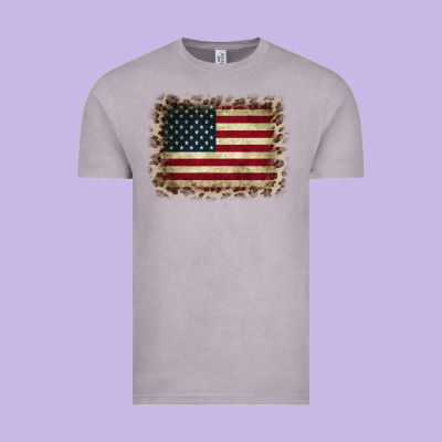 America Flag And Leopard Vintage Tee Designed By Cowcowdesign