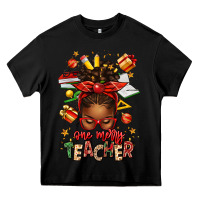Black one merry teacher afro messy bun Heavy Core Tee - texasbilliewilder