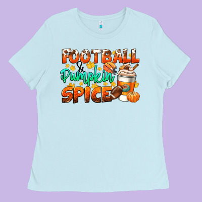 Football Pumpkin Spice Ladies Tee Designed By Cowgirlartshop