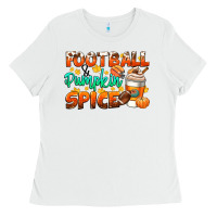 White football pumpkin spice Ladies Tee - CowGirlArtShop
