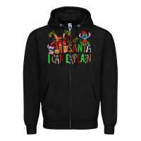 Black cup of chocolate and  with christmas stitch elf Zipper Hoodie - AdoDesignShop