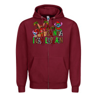 Burgundy cup of chocolate and  with christmas stitch elf Zipper Hoodie - AdoDesignShop
