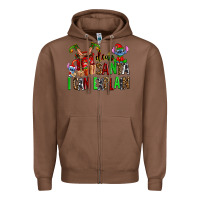 Chestnut cup of chocolate and  with christmas stitch elf Zipper Hoodie - AdoDesignShop