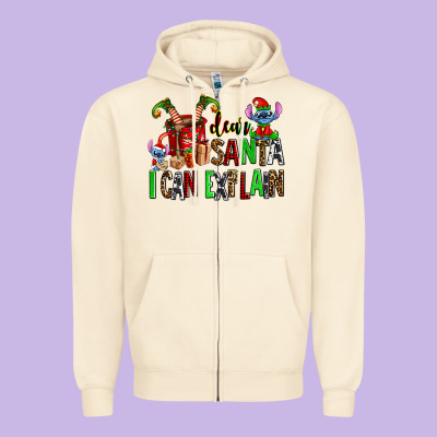 Cup Of Chocolate And  With Christmas Stitch Elf Zipper Hoodie Designed By Adodesignshop