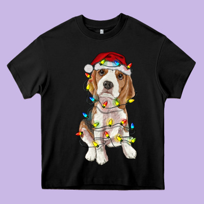 Christmas Beagle Heavy Core Tee Designed By Ranaportraitstore