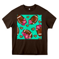 Chocolate Brown American Football roses and hearts Heavy Core Tee - NancyCooperArtShop