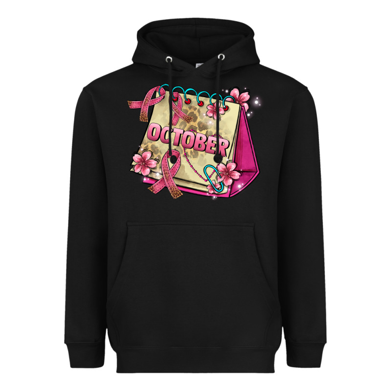 Pink Cancer Ribbon And October Calendar Heavyweight Hoodie by AdoDesignShop | Teevron