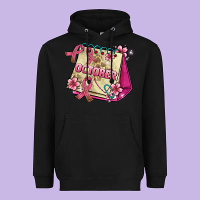 Pink Cancer Ribbon And October Calendar Heavyweight Hoodie Designed By Adodesignshop