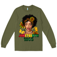 Army Green juneteenth 1865 black woman Long Sleeve Tee - FaDigitalArtStudio