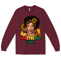 Burgundy juneteenth 1865 black woman Long Sleeve Tee - FaDigitalArtStudio