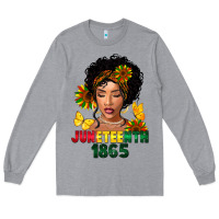 Heather Grey juneteenth 1865 black woman Long Sleeve Tee - FaDigitalArtStudio